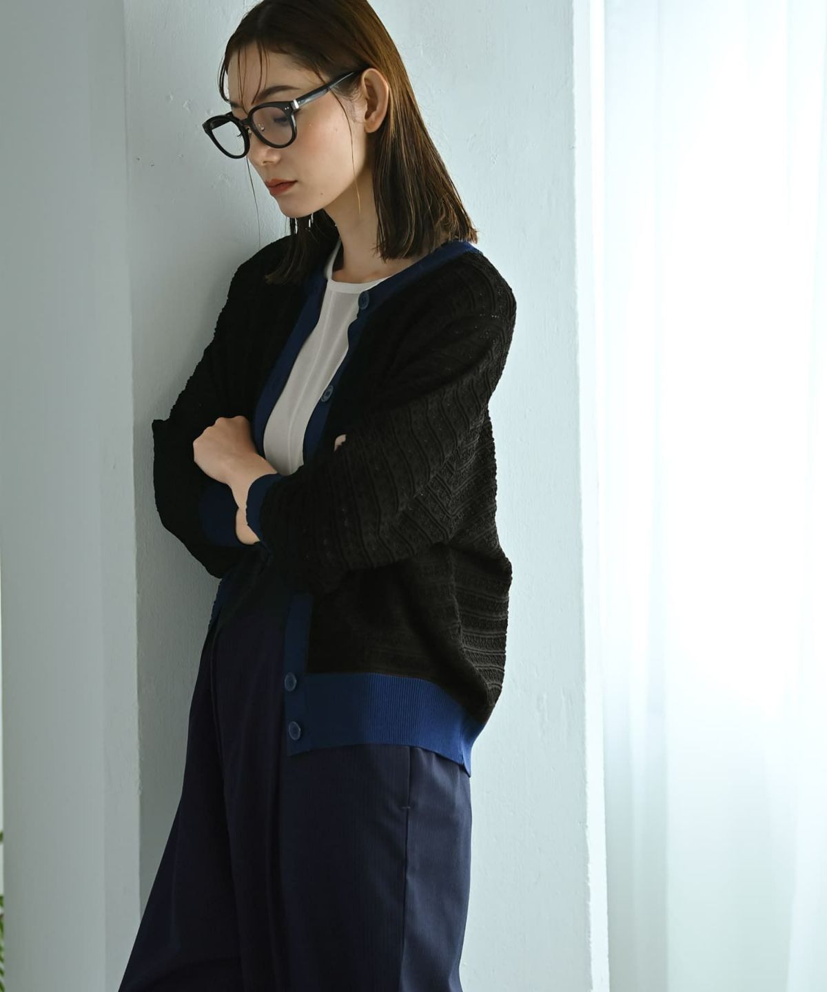 着用イメージ 170cm ブラック×ネイビー