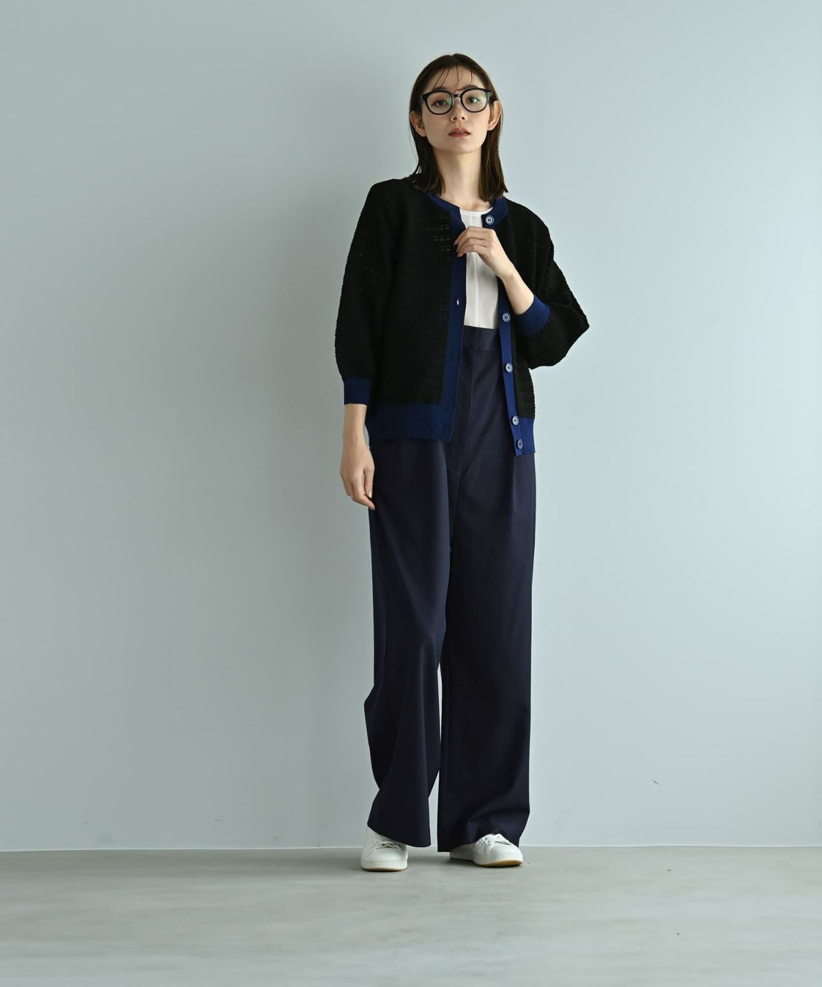 着用イメージ 170cm ブラック×ネイビー