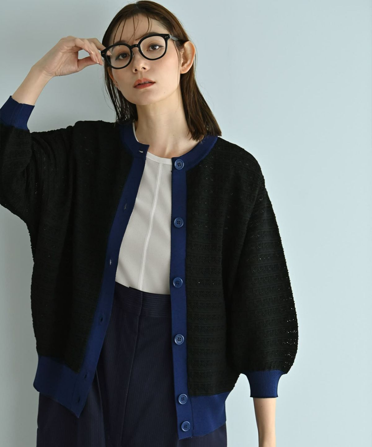 着用イメージ 170cm ブラック×ネイビー