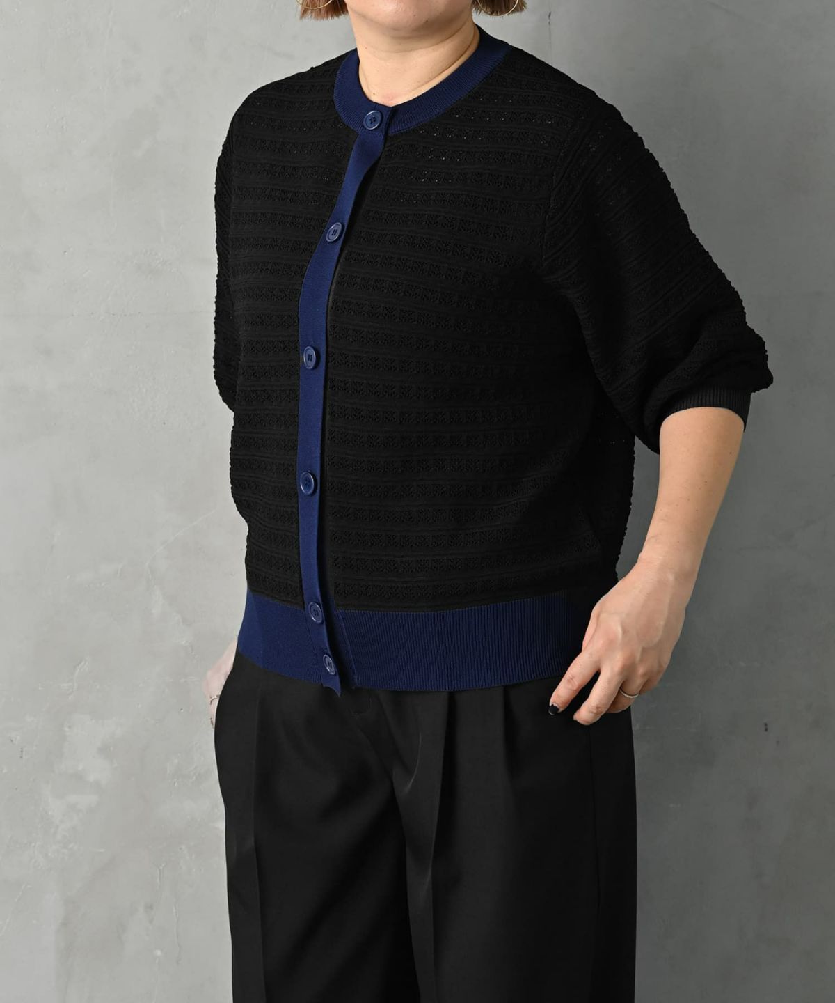 着用イメージ 163cm ブラック×ネイビー