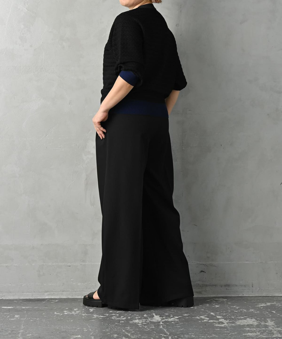着用イメージ 163cm ブラック×ネイビー