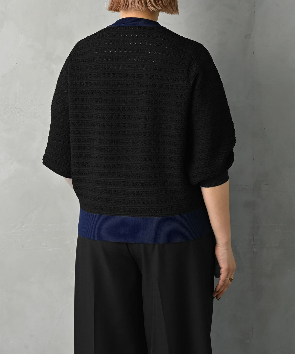 着用イメージ 163cm ブラック×ネイビー