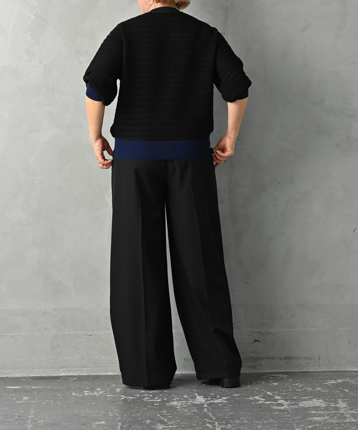 着用イメージ 163cm ブラック×ネイビー