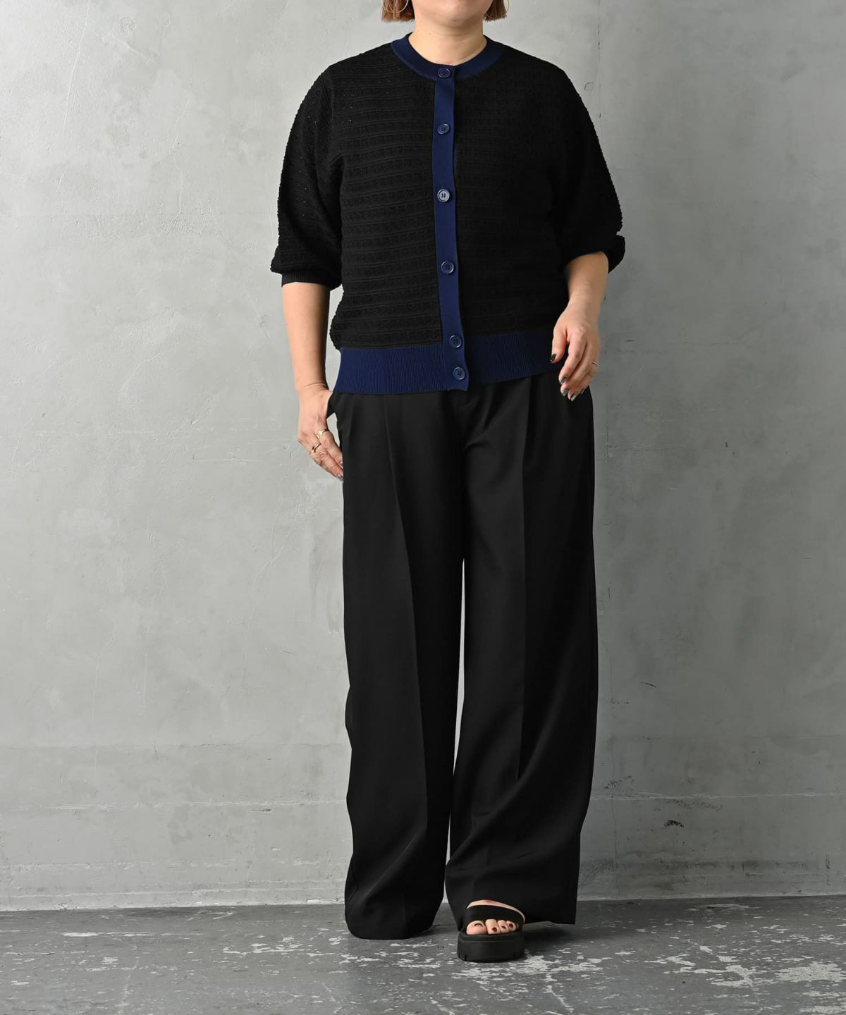 着用イメージ 163cm ブラック×ネイビー