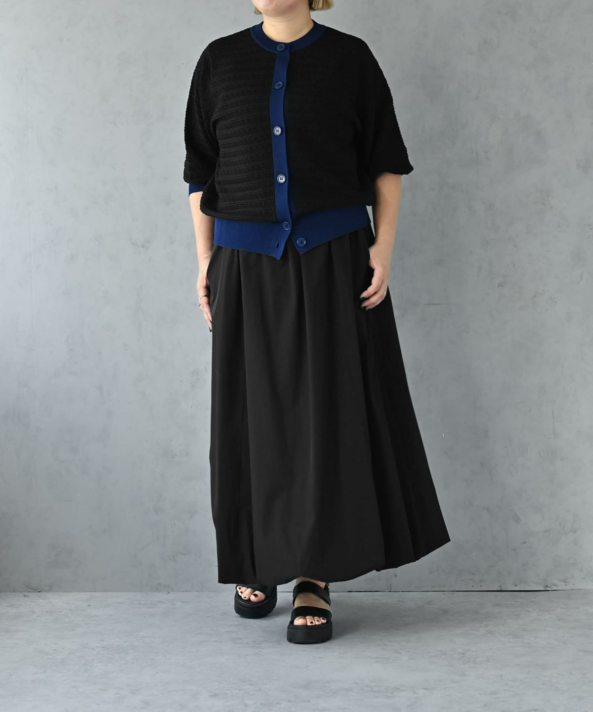 着用イメージ 163cm ブラック×ネイビー