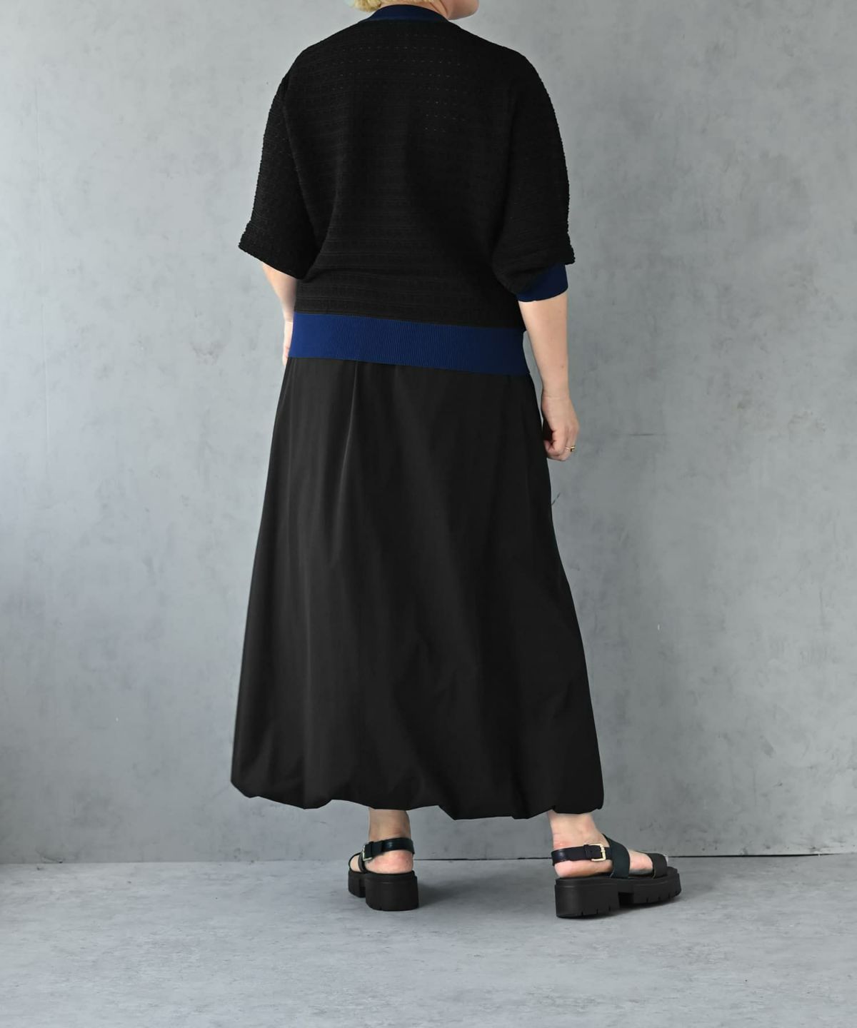 着用イメージ 163cm ブラック×ネイビー