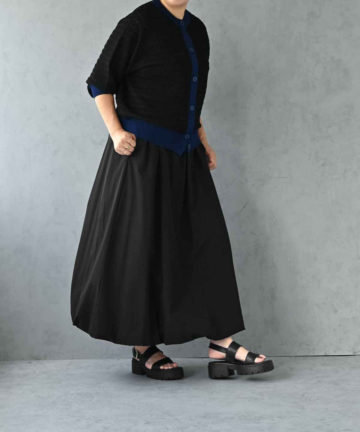 着用イメージ 163cm ブラック×ネイビー