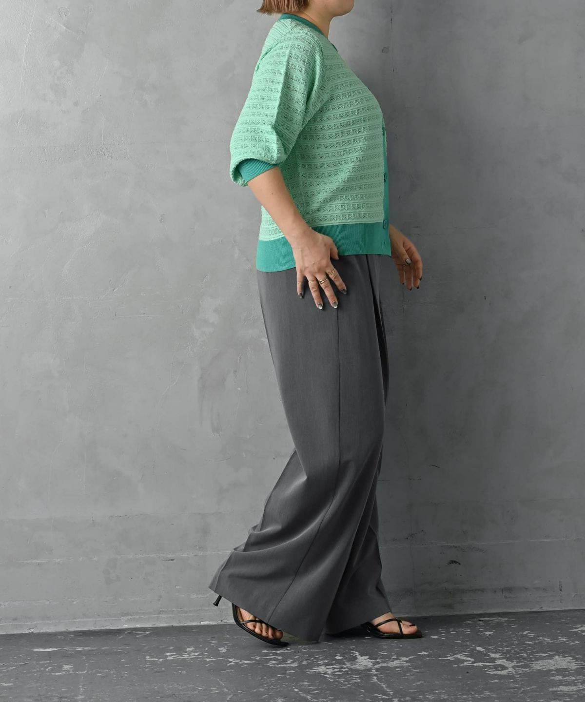 着用イメージ 163cm グリーン×グリーン