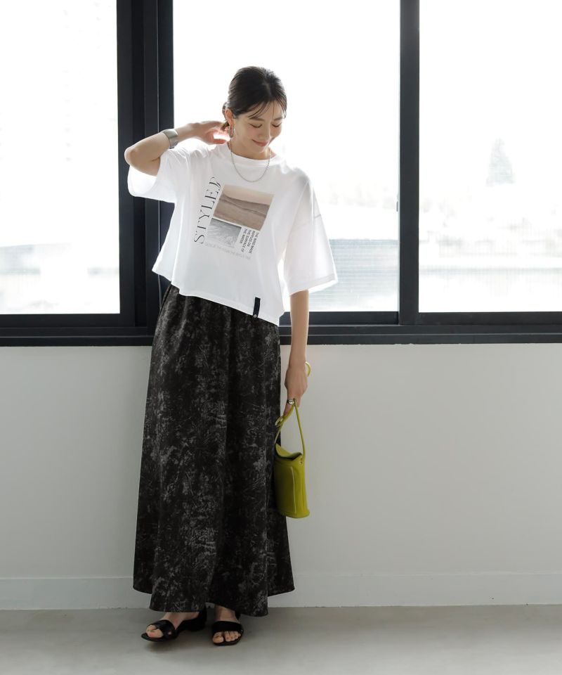 Drawer（ドゥロワー）の「Drawer ”D”プリントクルーネックTEE
