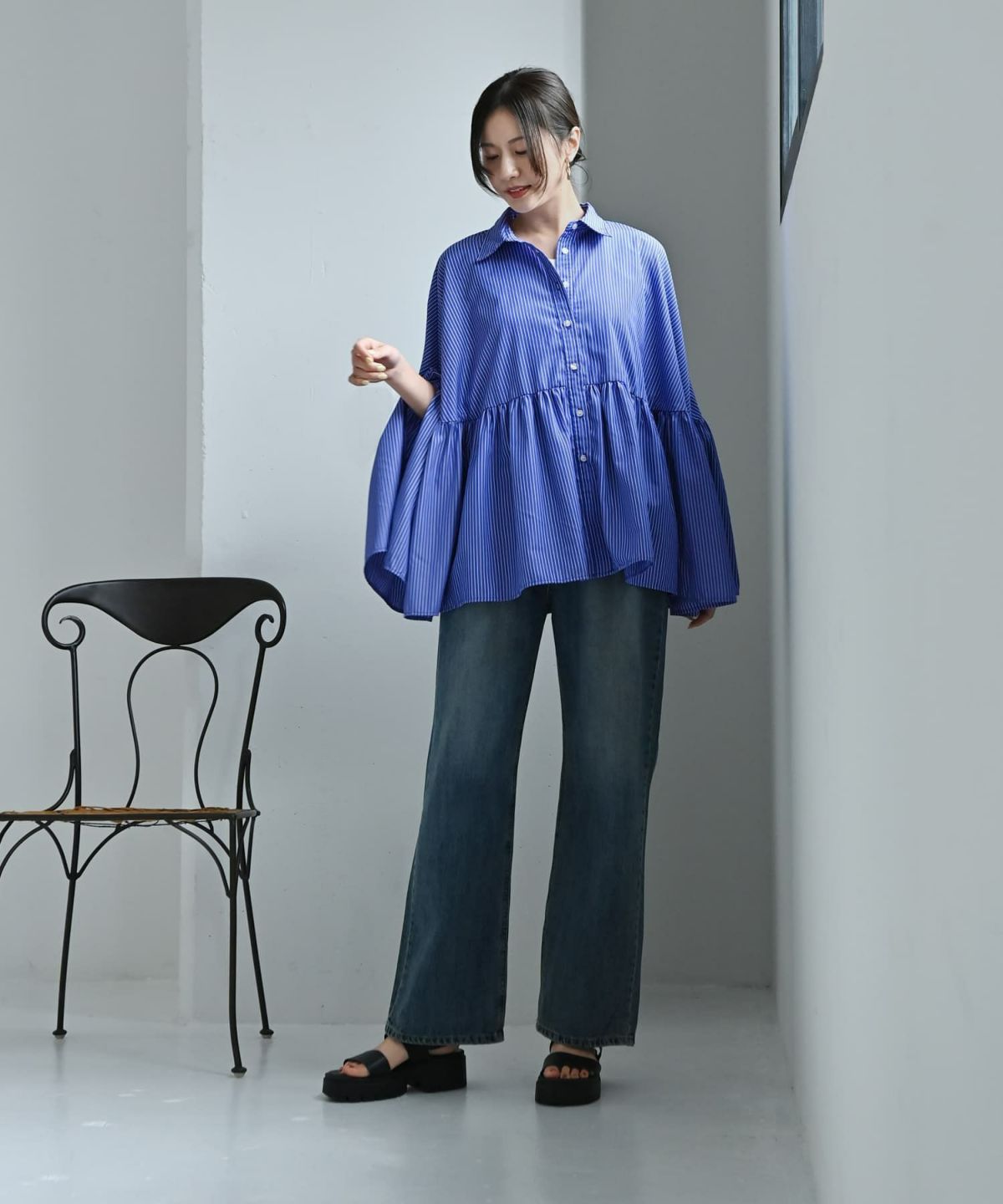 着用イメージ 172cm ブルー