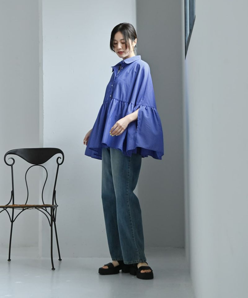 スタイルデリ STYLE DELI 【BLK001】ポンチョ風シャツブラウス （オフホワイト） STYLE DELI(スタイルデリ)の【BLK001】ポンチョ風シャツブラウス