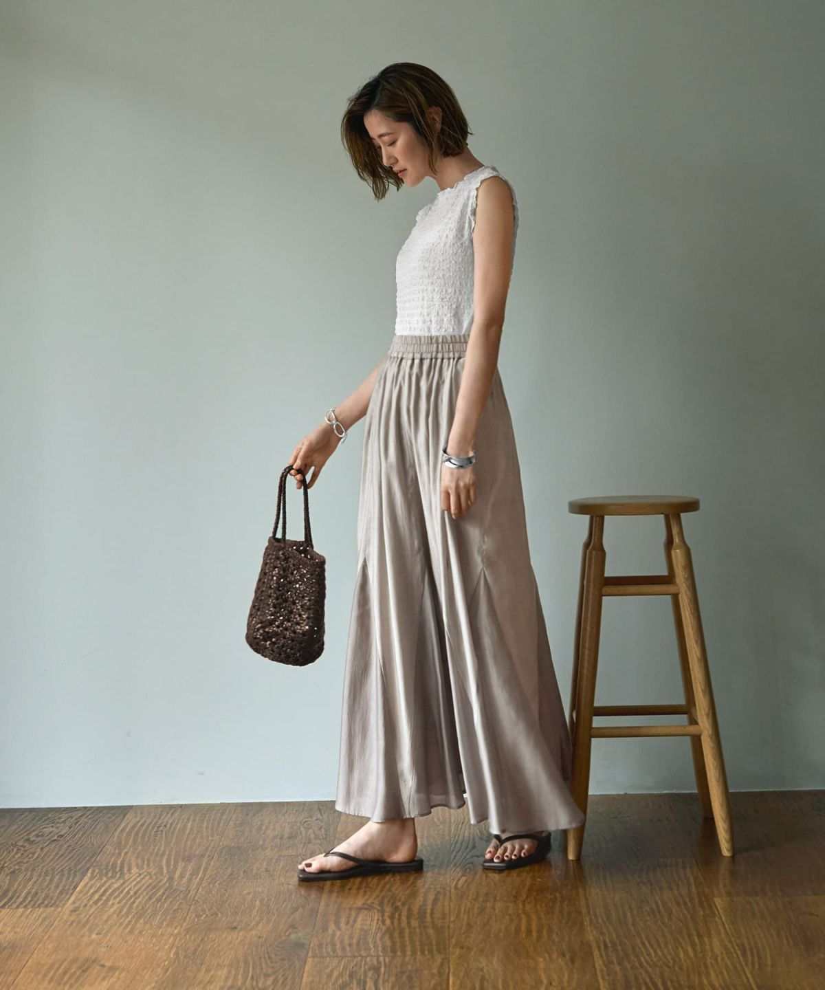 着用イメージ 166cm 02サイズ グレージュMIX