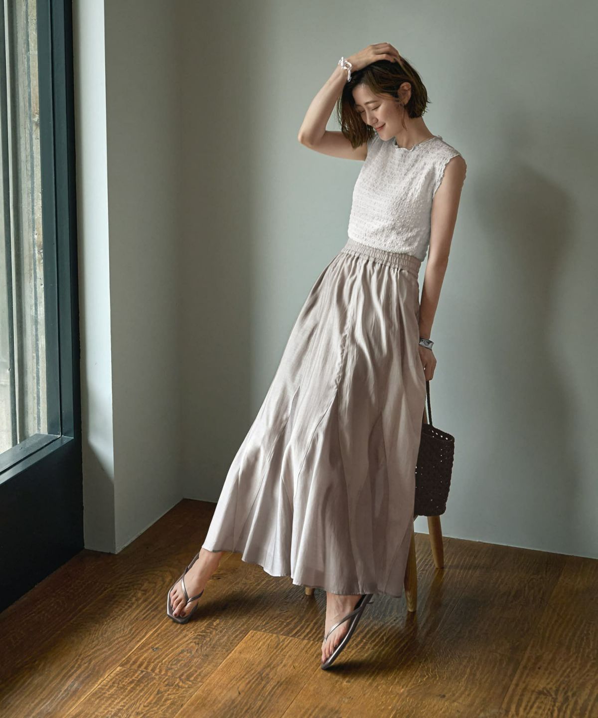 着用イメージ 166cm 02サイズ グレージュMIX