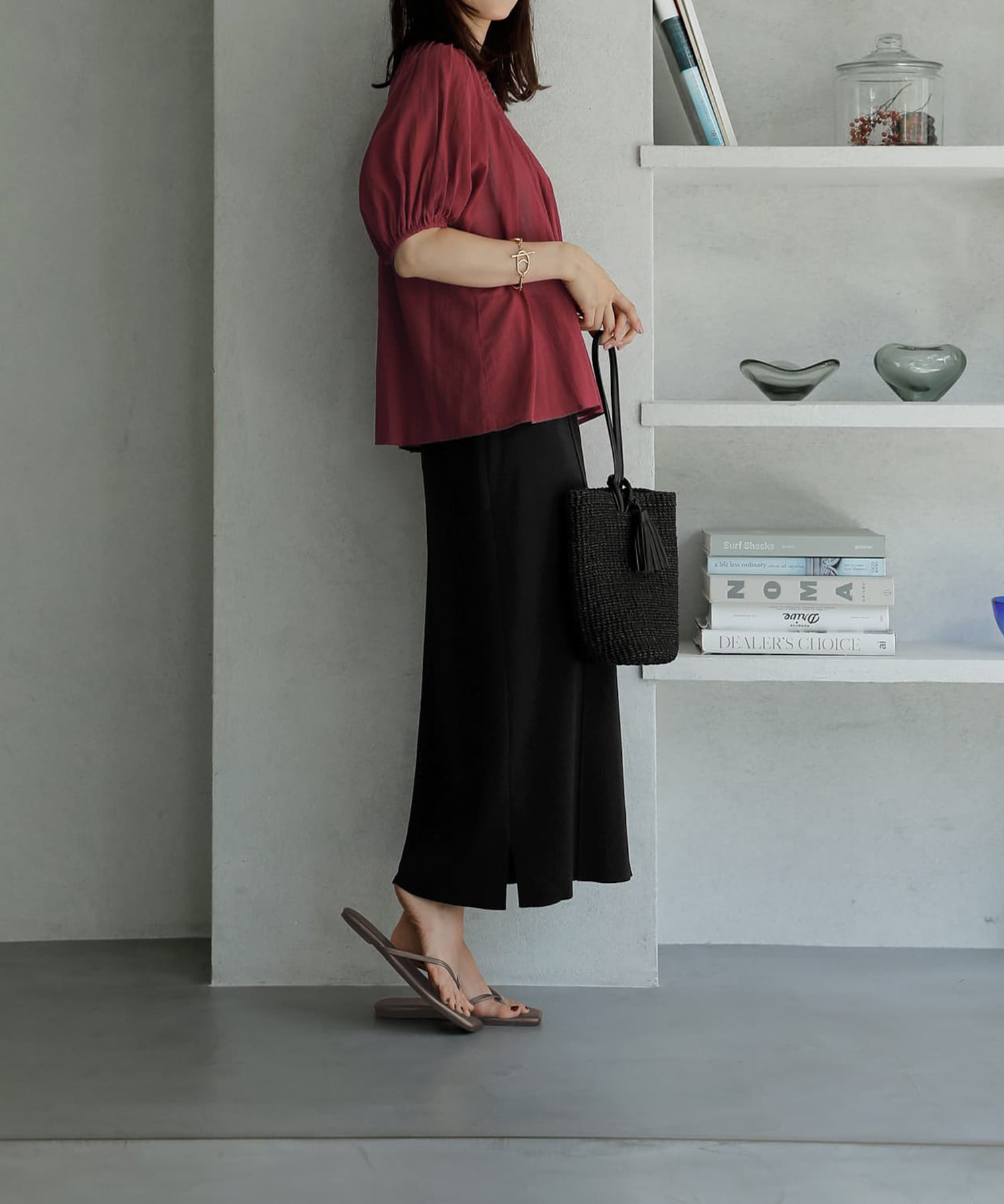 着用イメージ 166cm　ダークレッド