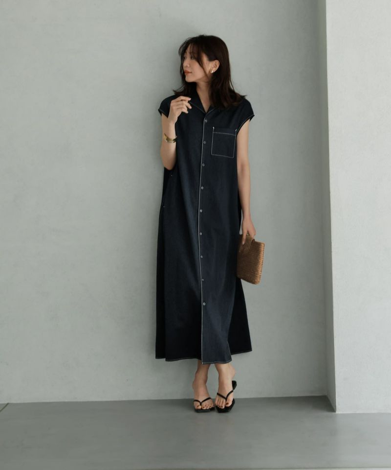 ★KARRA★オープンカラーボタンワンピース 限定Price！SALE アソートボタン シャツ ワンピース lieulien