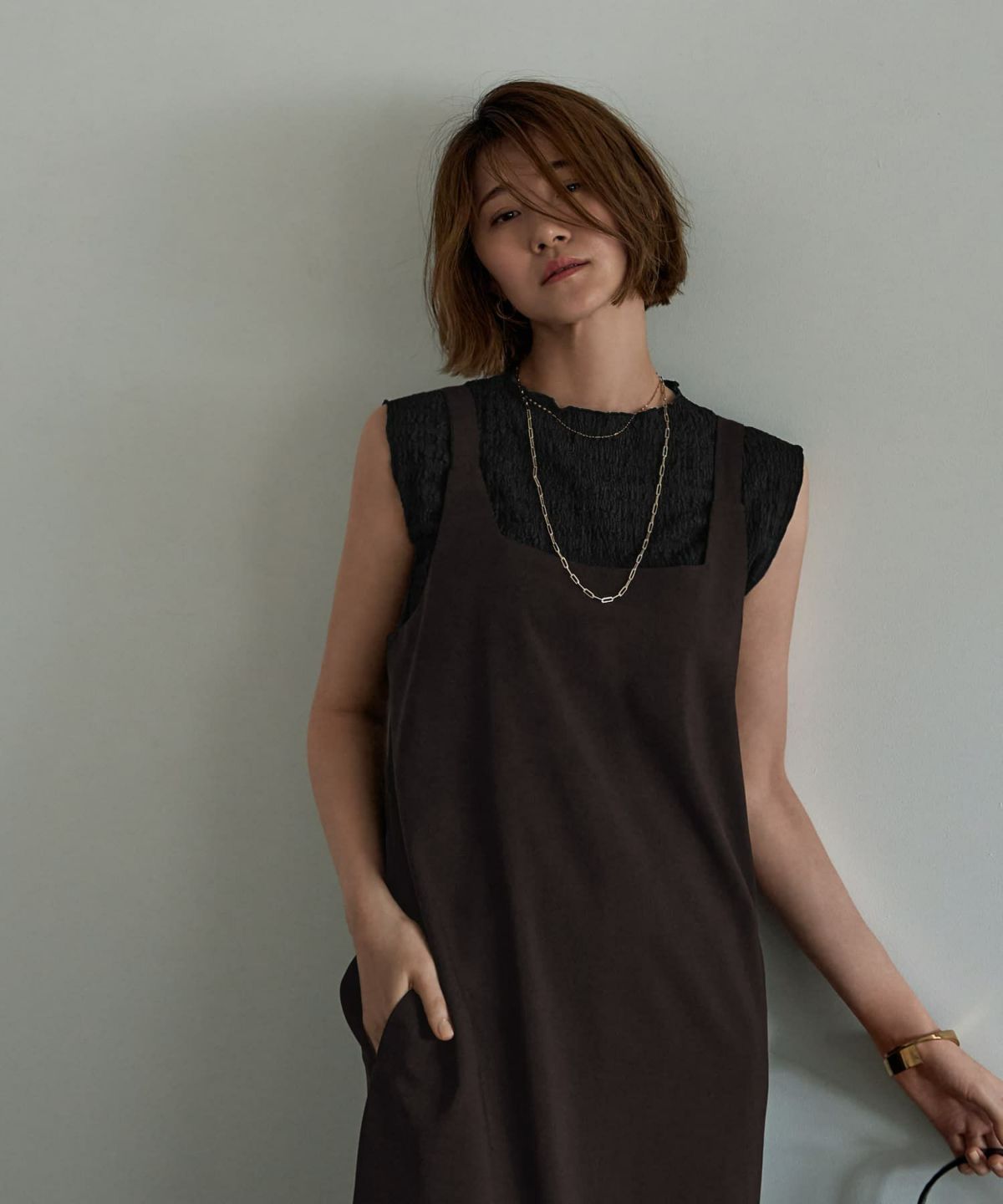 着用イメージ 166cm セピア