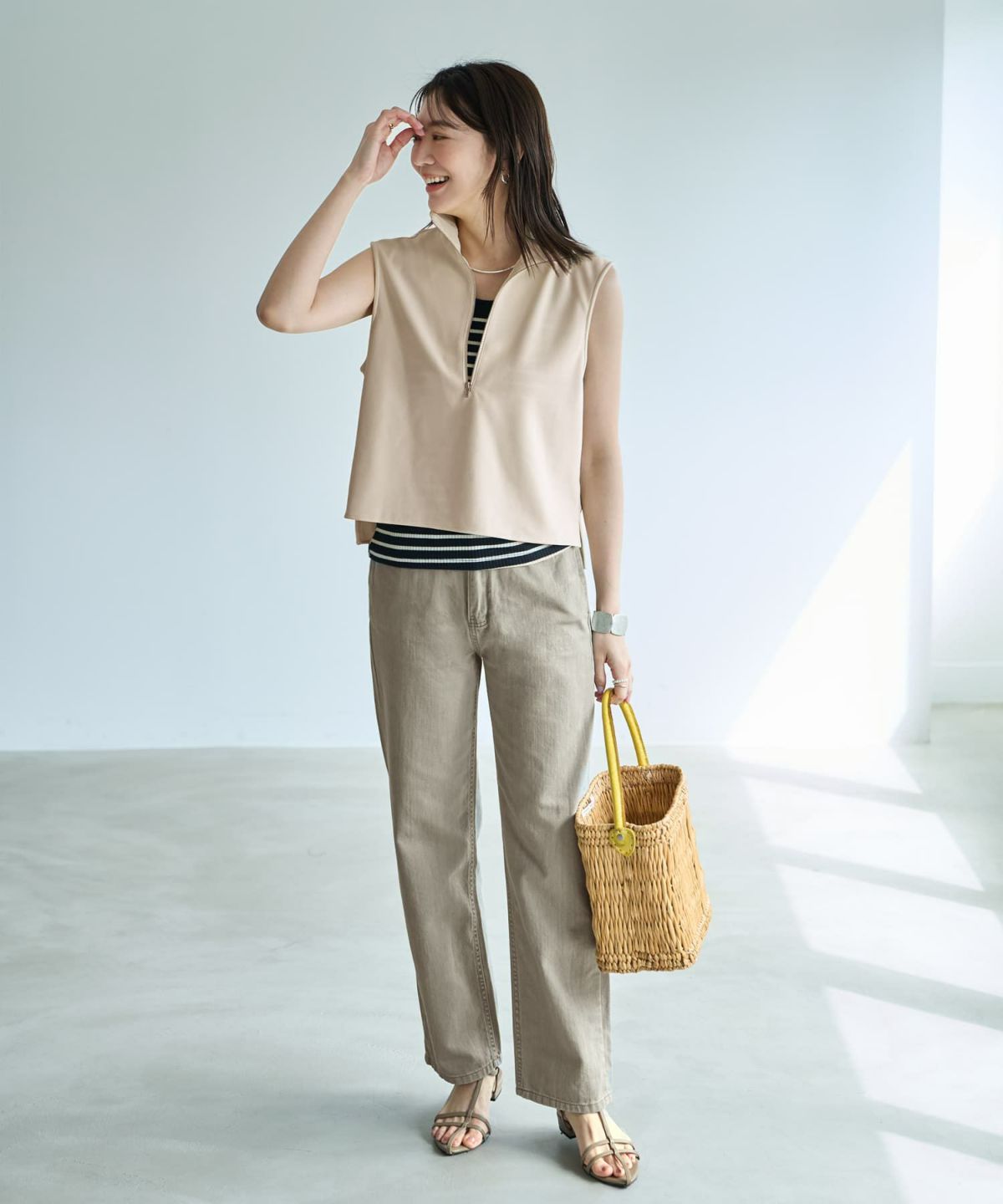 着用イメージ 166cm　エクリュ