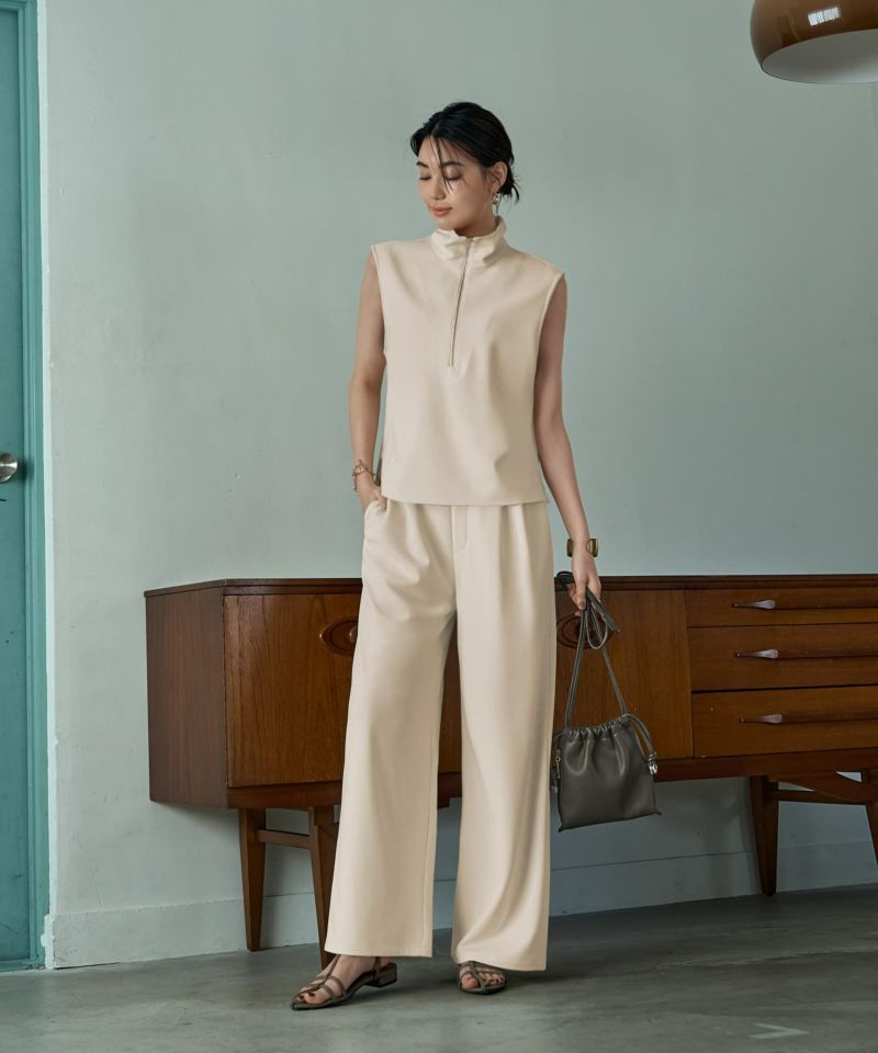 ★美品★ TOKUKO 1er VOL トップス　セットアップ　ハイネック　半袖 匠ジョーゼット】ジップアップハイネックトップス | おしゃれな