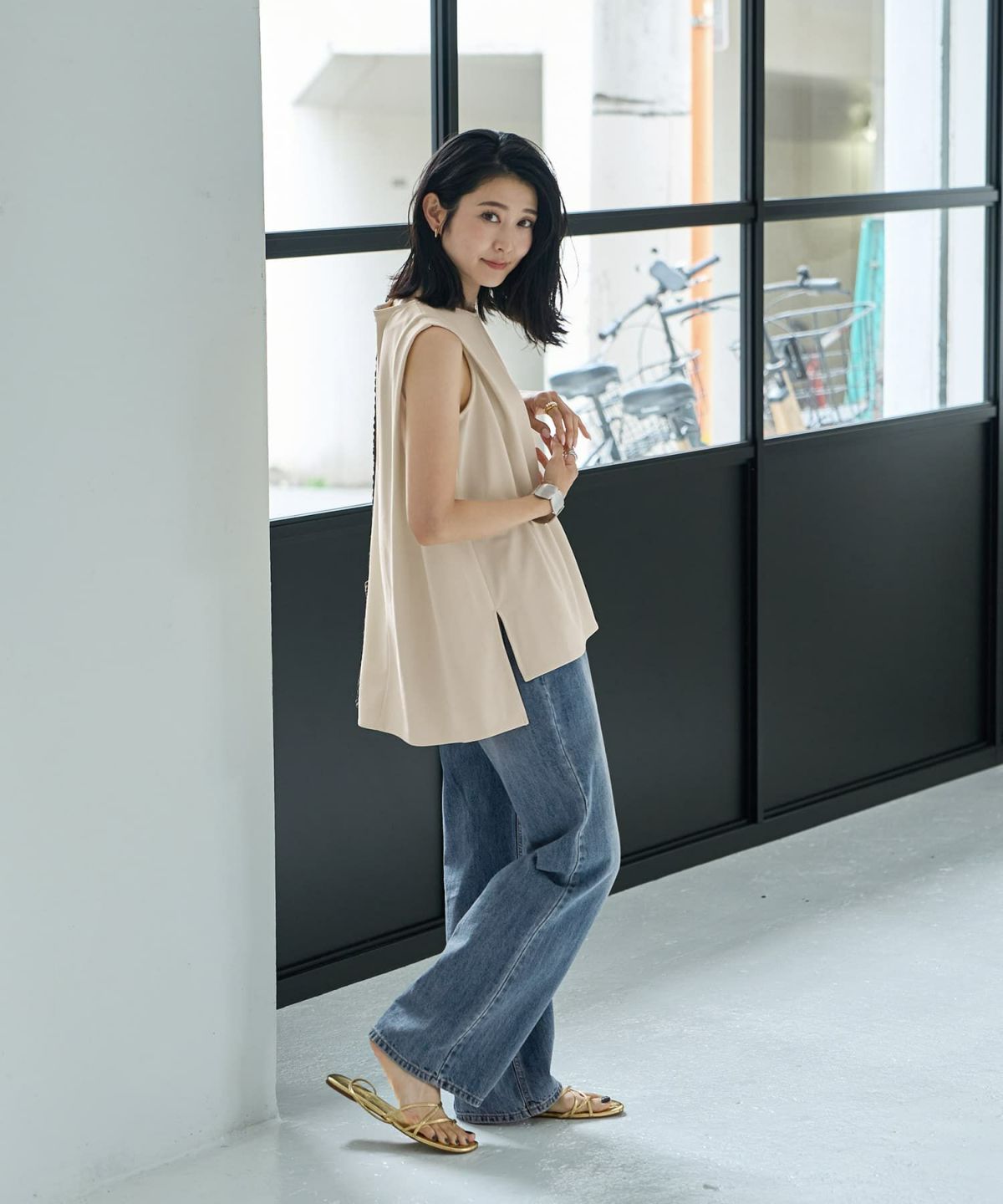 着用イメージ 164cm エクリュ