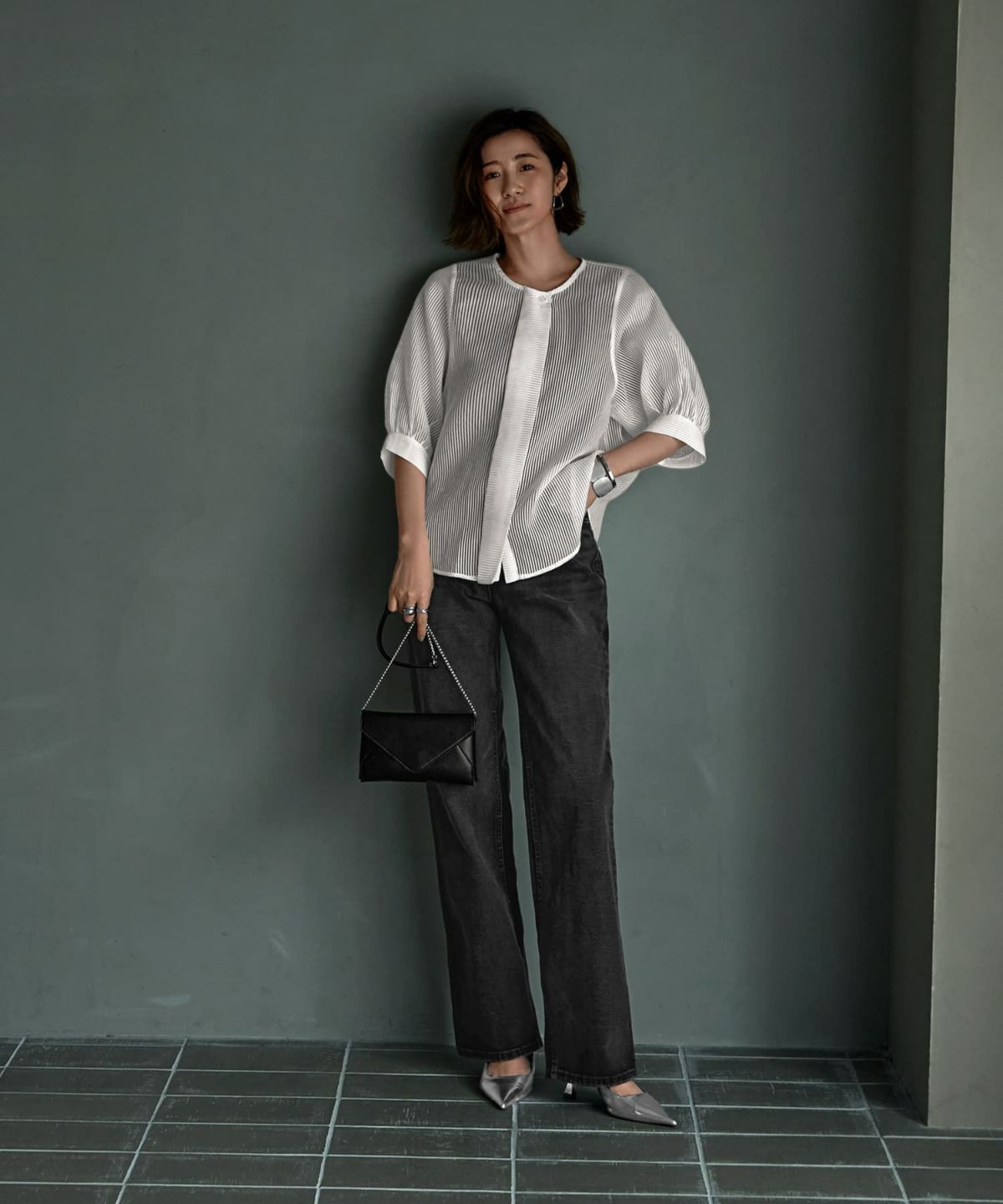 着用イメージ 166cm ブラック-A