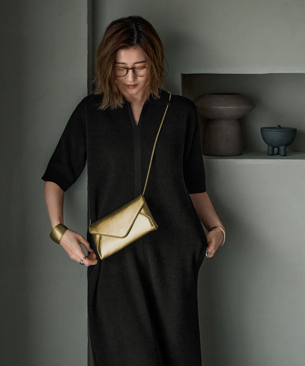 着用イメージ 166cm ゴールド