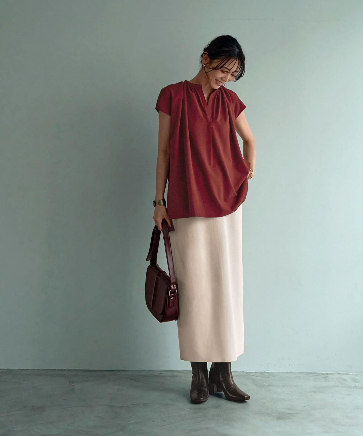 着用イメージ 166㎝　バーガンディ