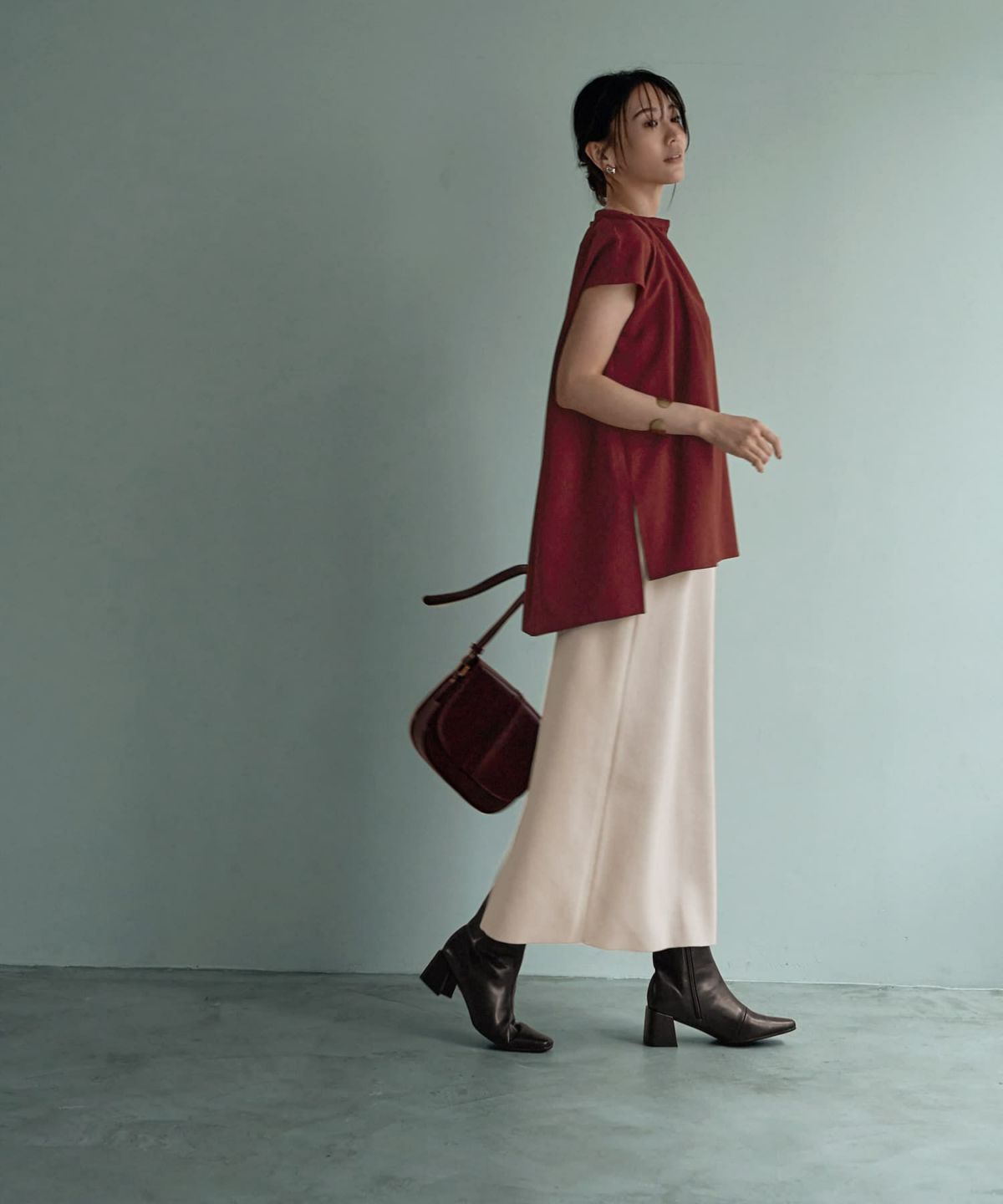 着用イメージ 166㎝　バーガンディ