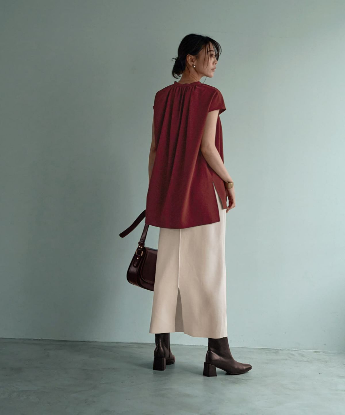 着用イメージ 166㎝　バーガンディ