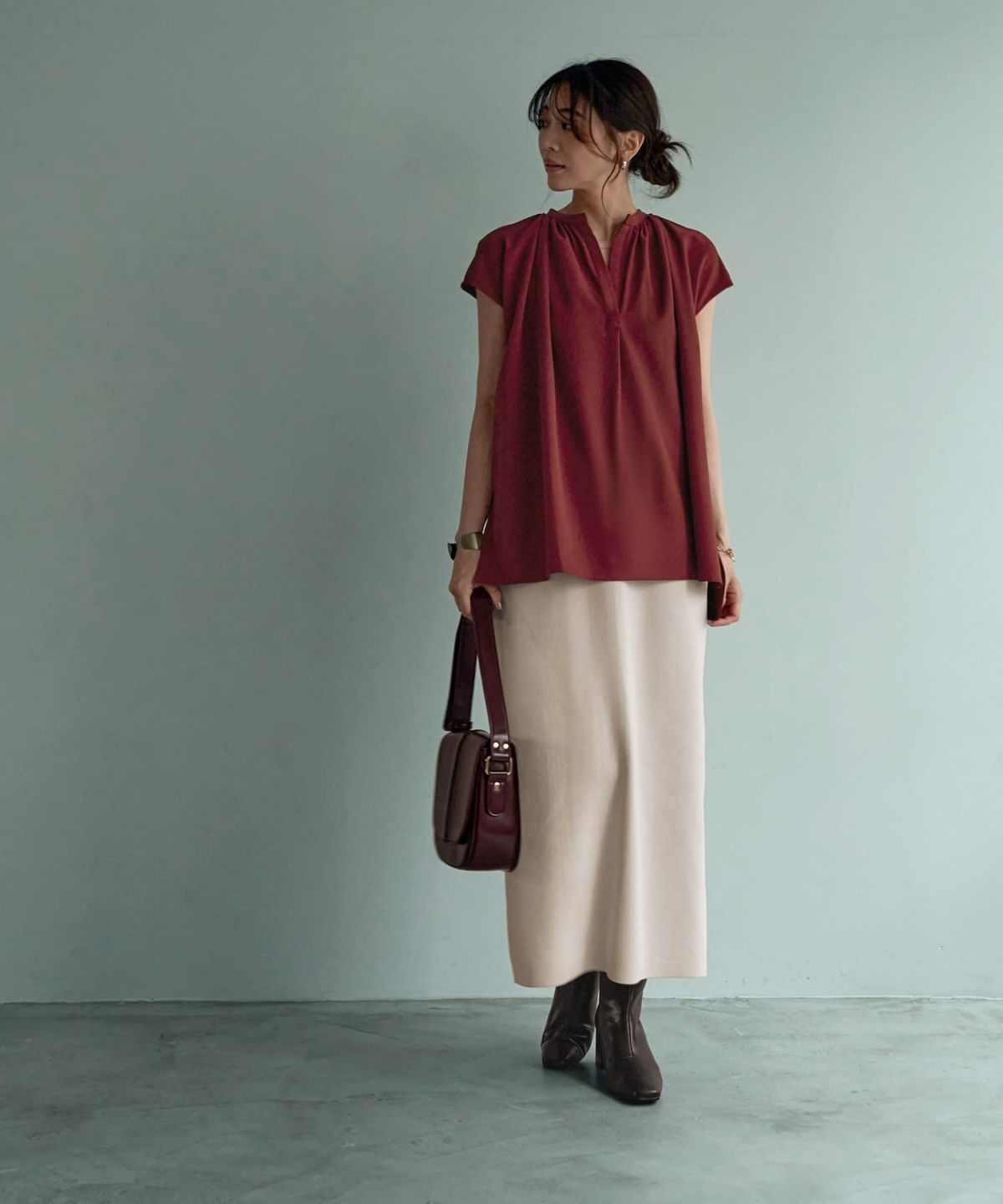 着用イメージ 166㎝　バーガンディ