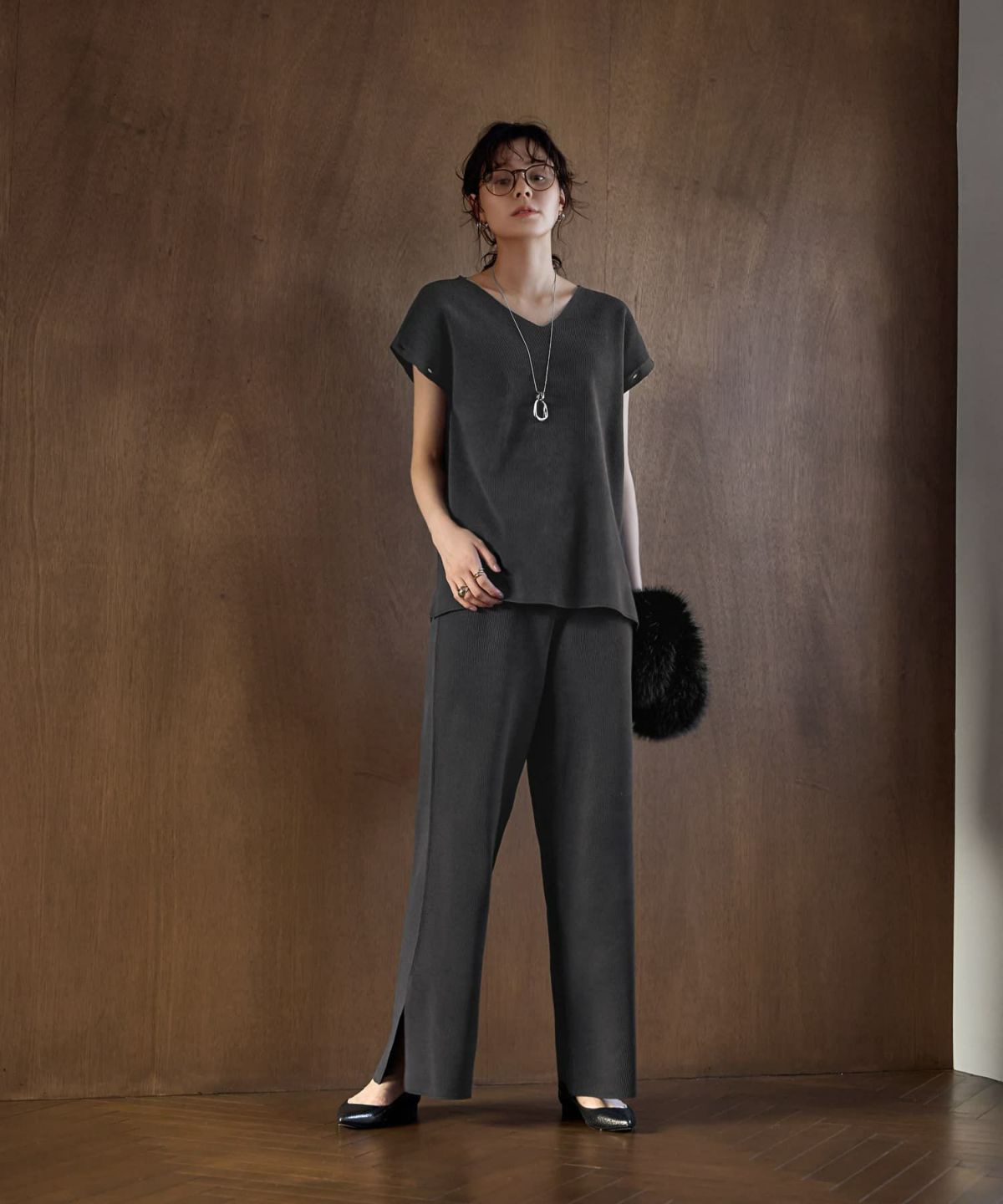 着用イメージ 167cm チャコール