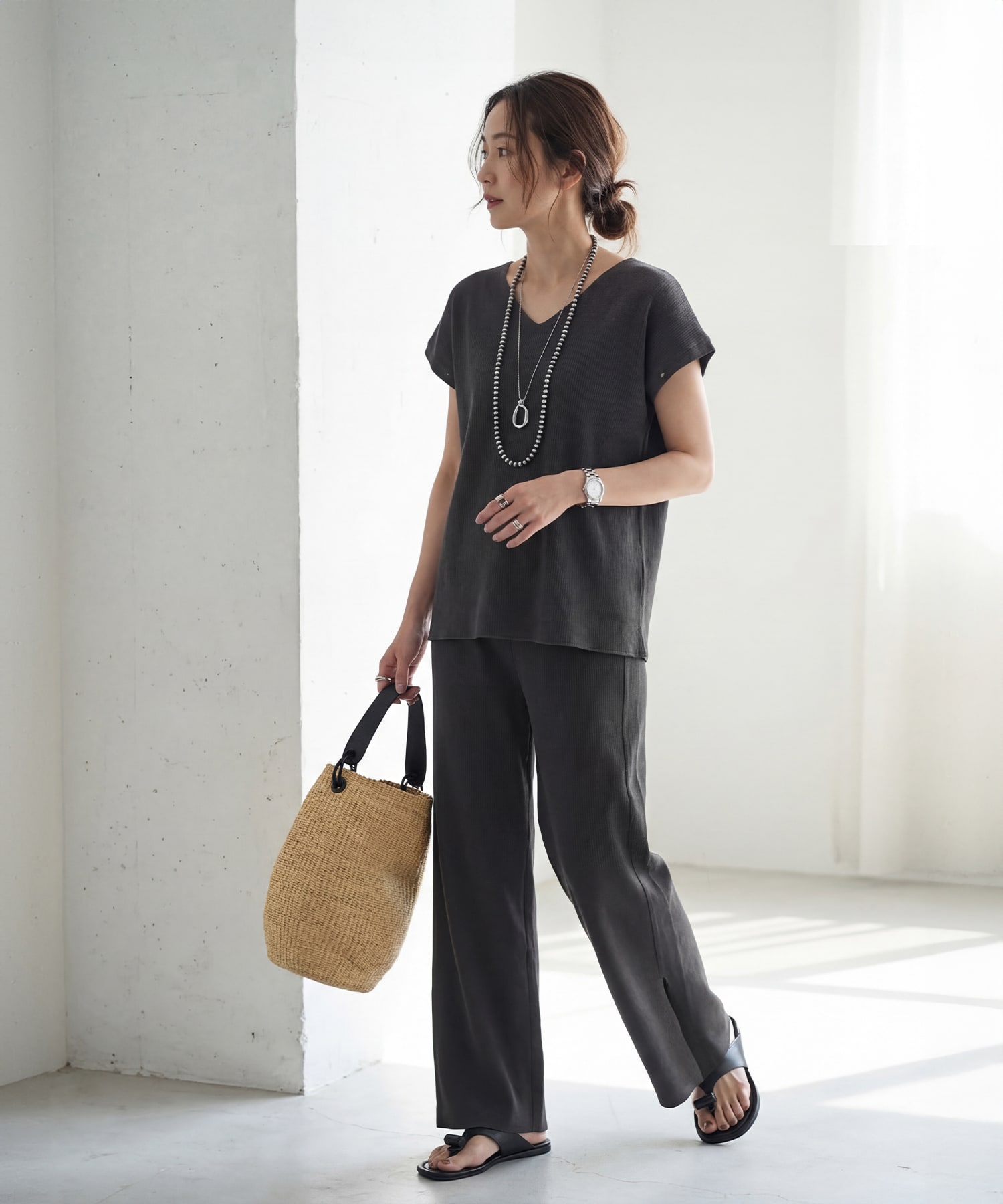 着用イメージ 167cm チャコール