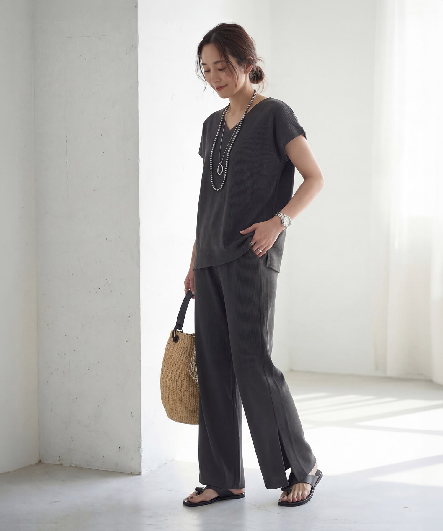 着用イメージ 167cm チャコール