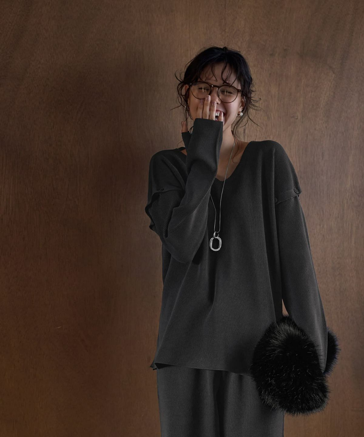 着用イメージ 167cm チャコール