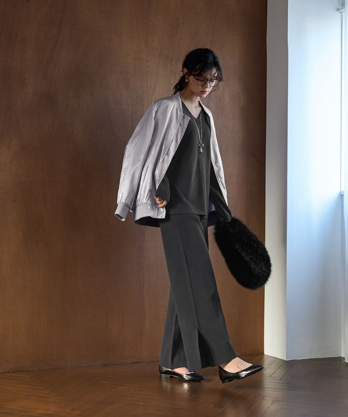 着用イメージ 167cm チャコール