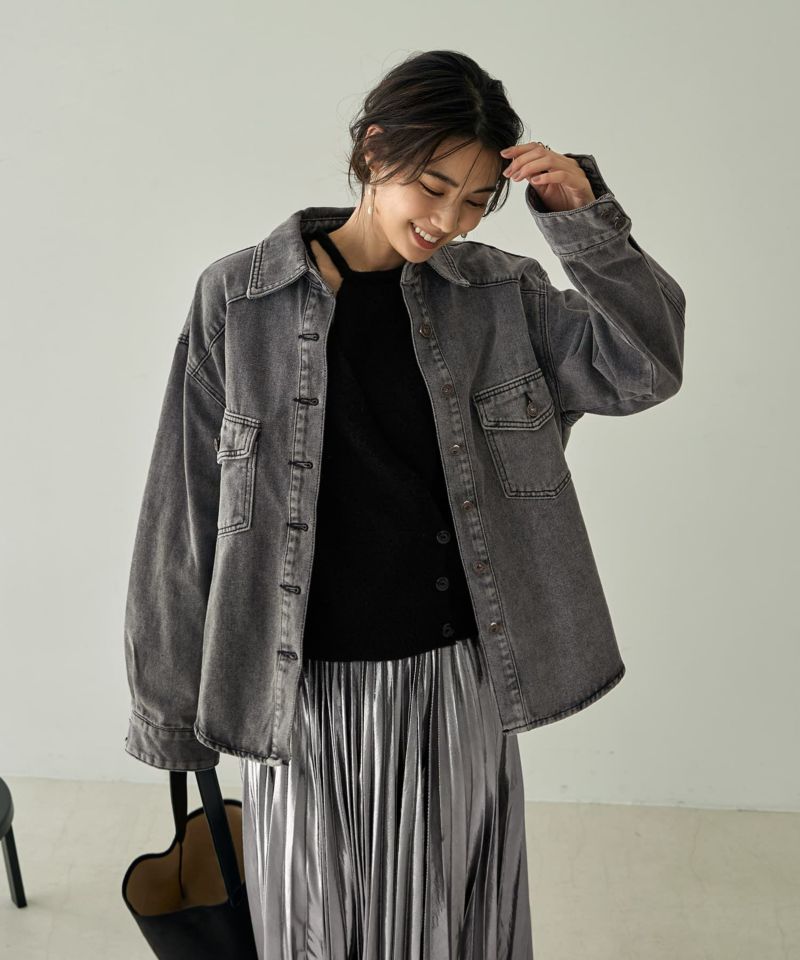 SALE❣️スタイルデリ☆ 【LUXE】製品洗いカラーデニムシャツジャケット LUXE】製品洗いカラーデニムシャツジャケット | おしゃれな大人