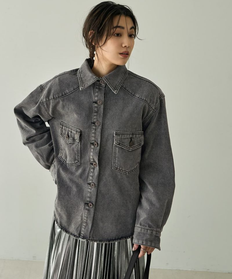 SALE❣️スタイルデリ☆ 【LUXE】製品洗いカラーデニムシャツジャケット LUXE】製品洗いカラーデニムシャツジャケット | おしゃれな大人
