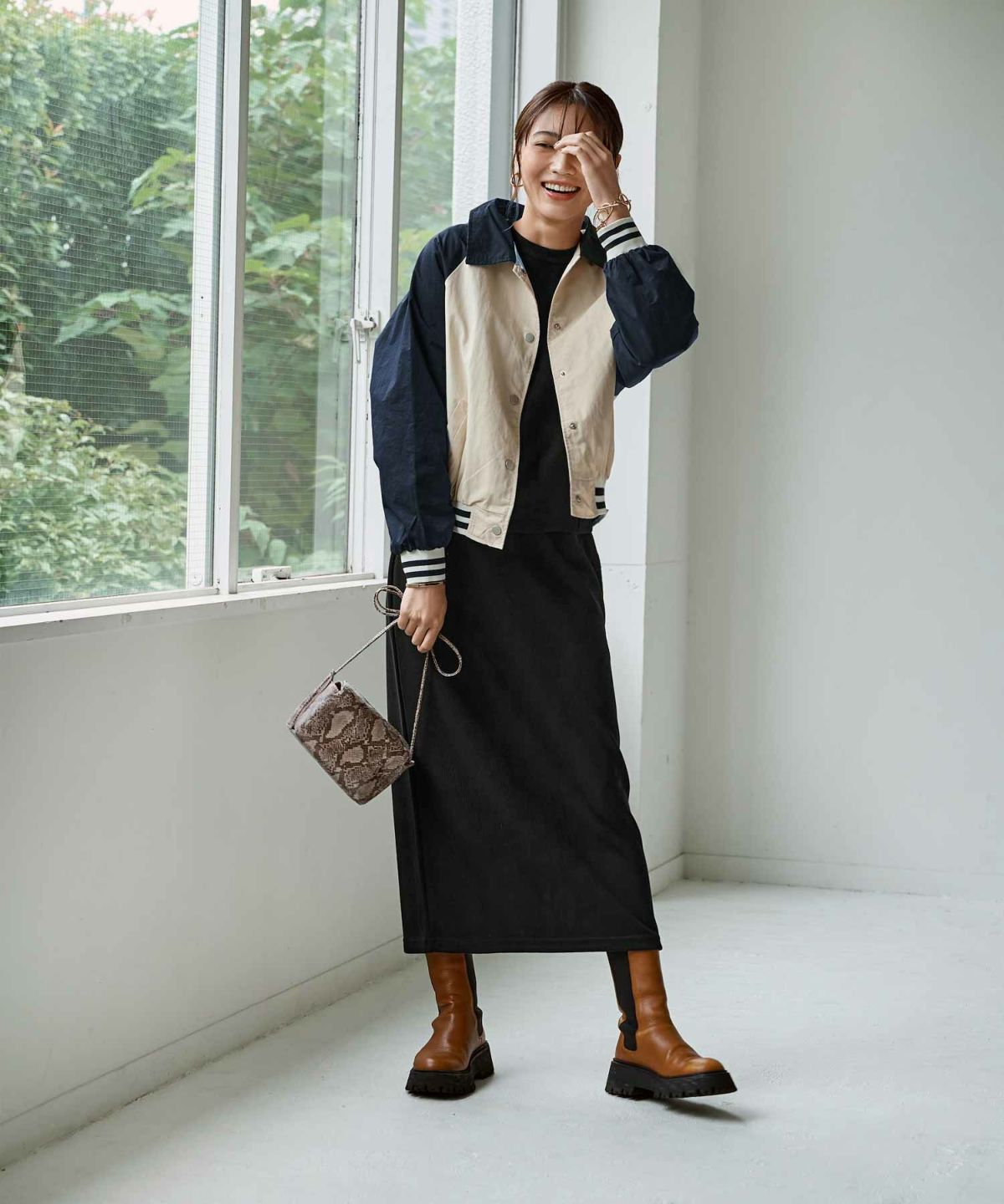 着用イメージ 166㎝　ネイビーミックス