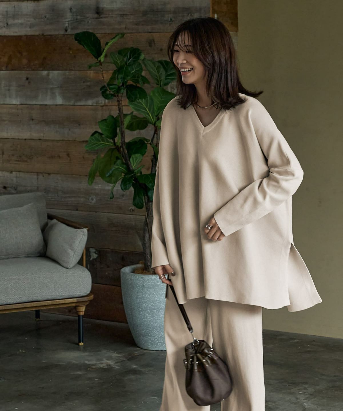 着用イメージ 166cm アイボリー