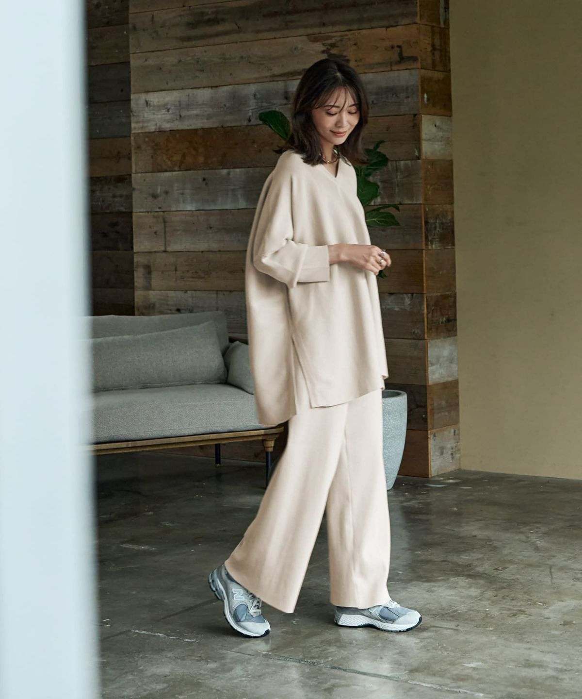 着用イメージ 166cm アイボリー