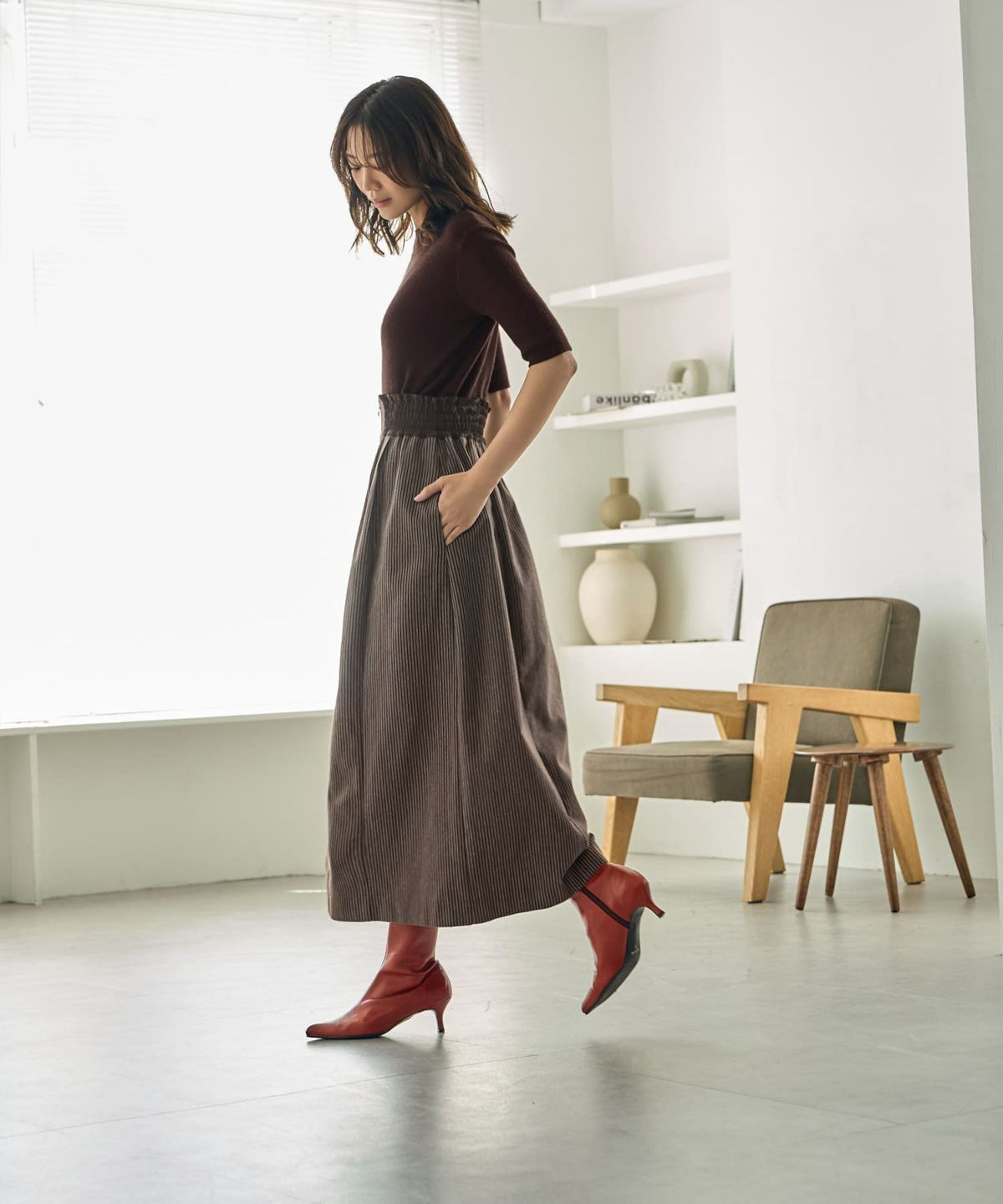 着用イメージ 166cm Sサイズ ブラウン