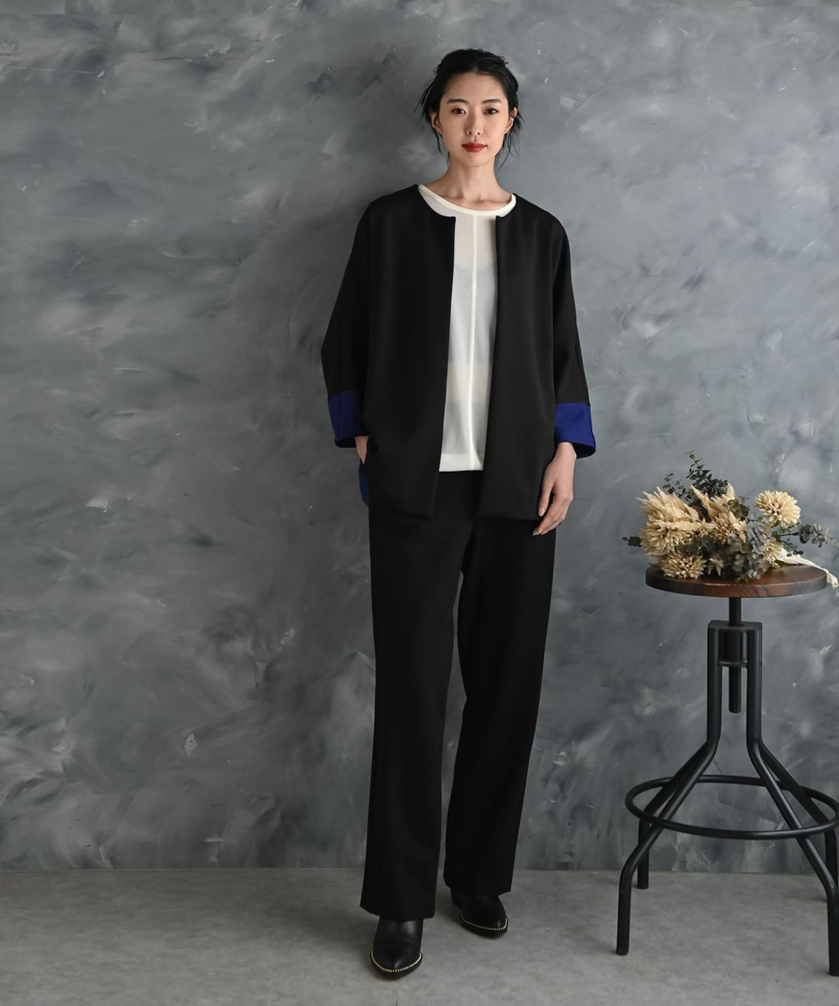 着用イメージ 175cm ブラック×ブルー