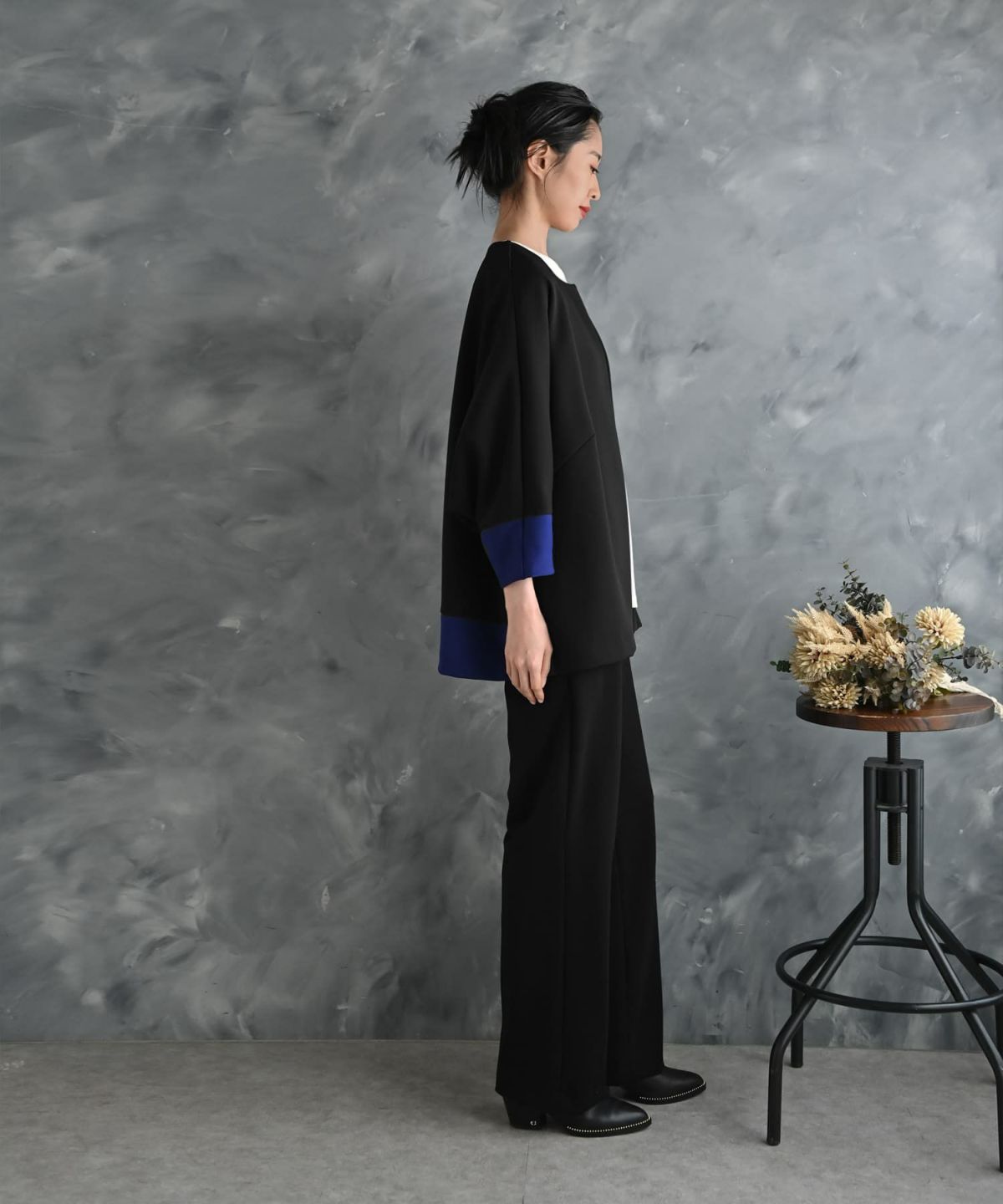 着用イメージ 175cm ブラック×ブルー