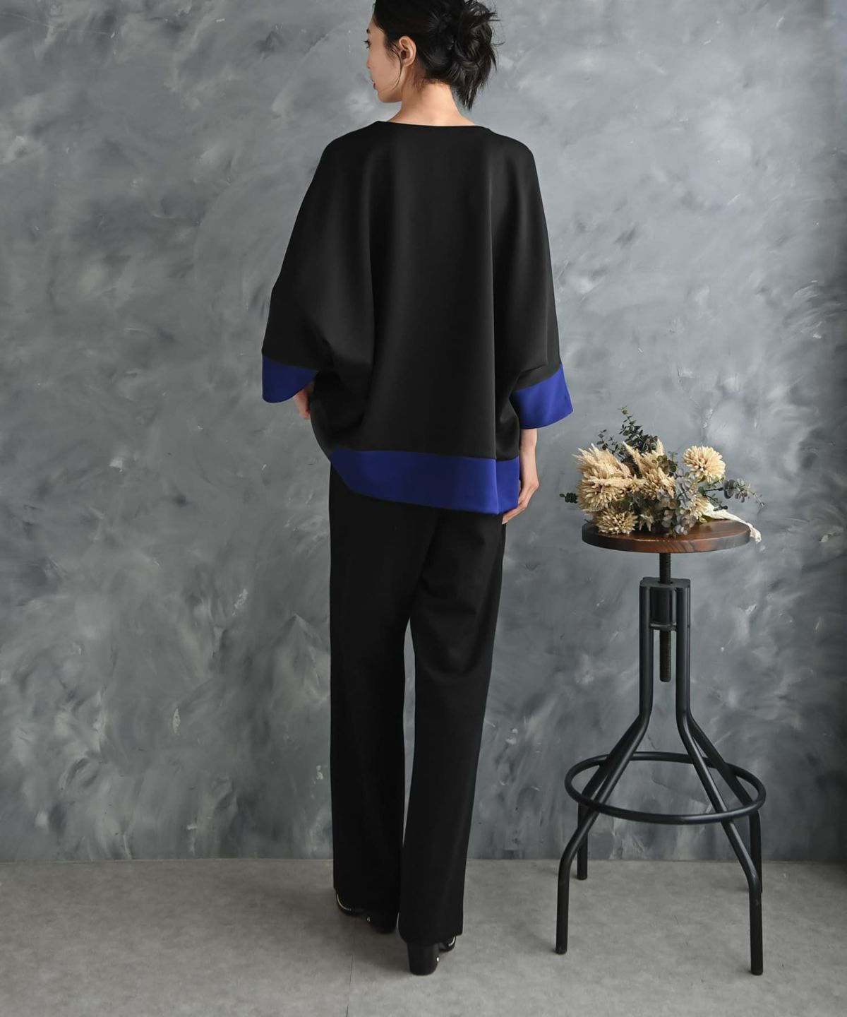 着用イメージ 175cm ブラック×ブルー