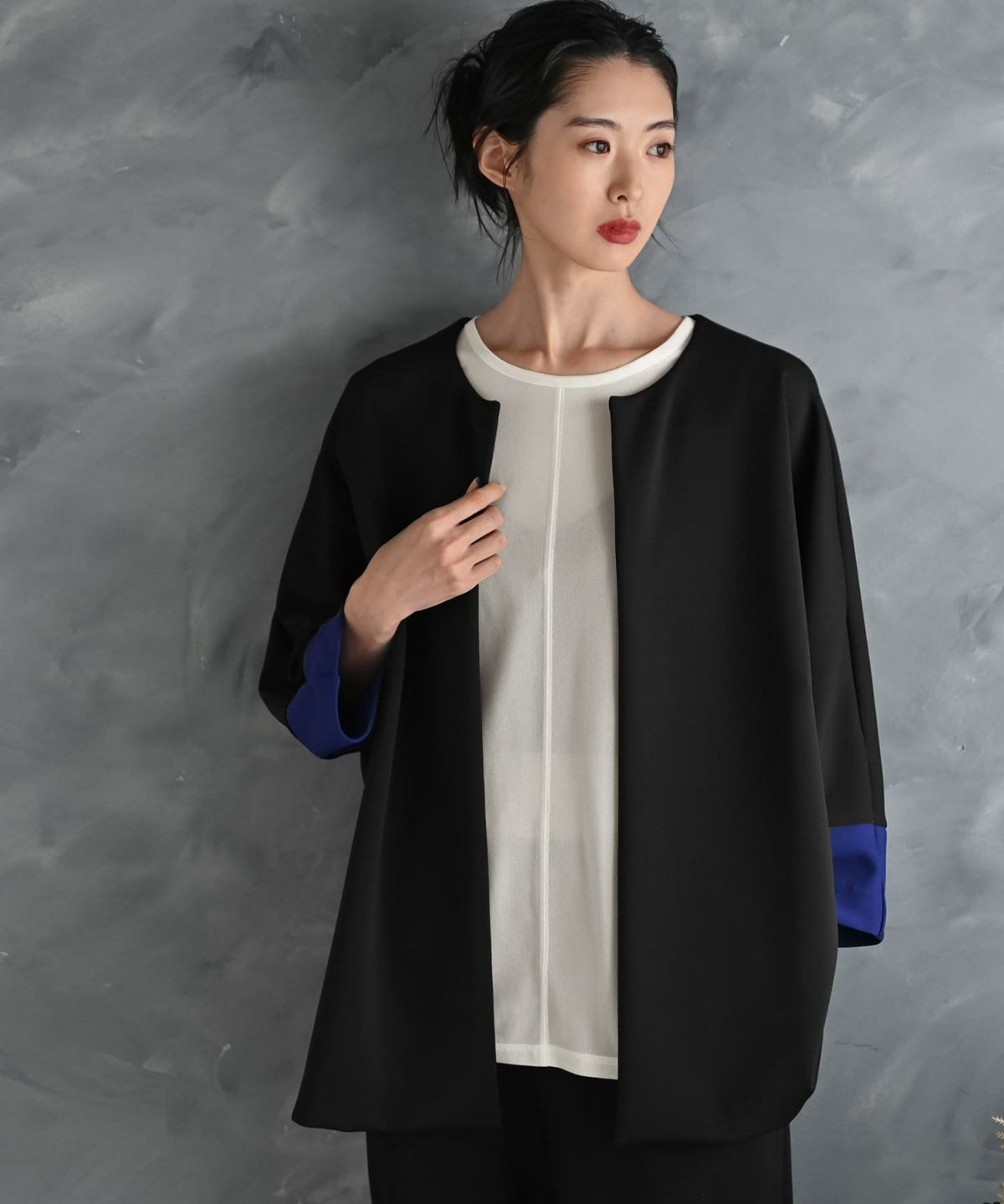 着用イメージ 175cm ブラック×ブルー