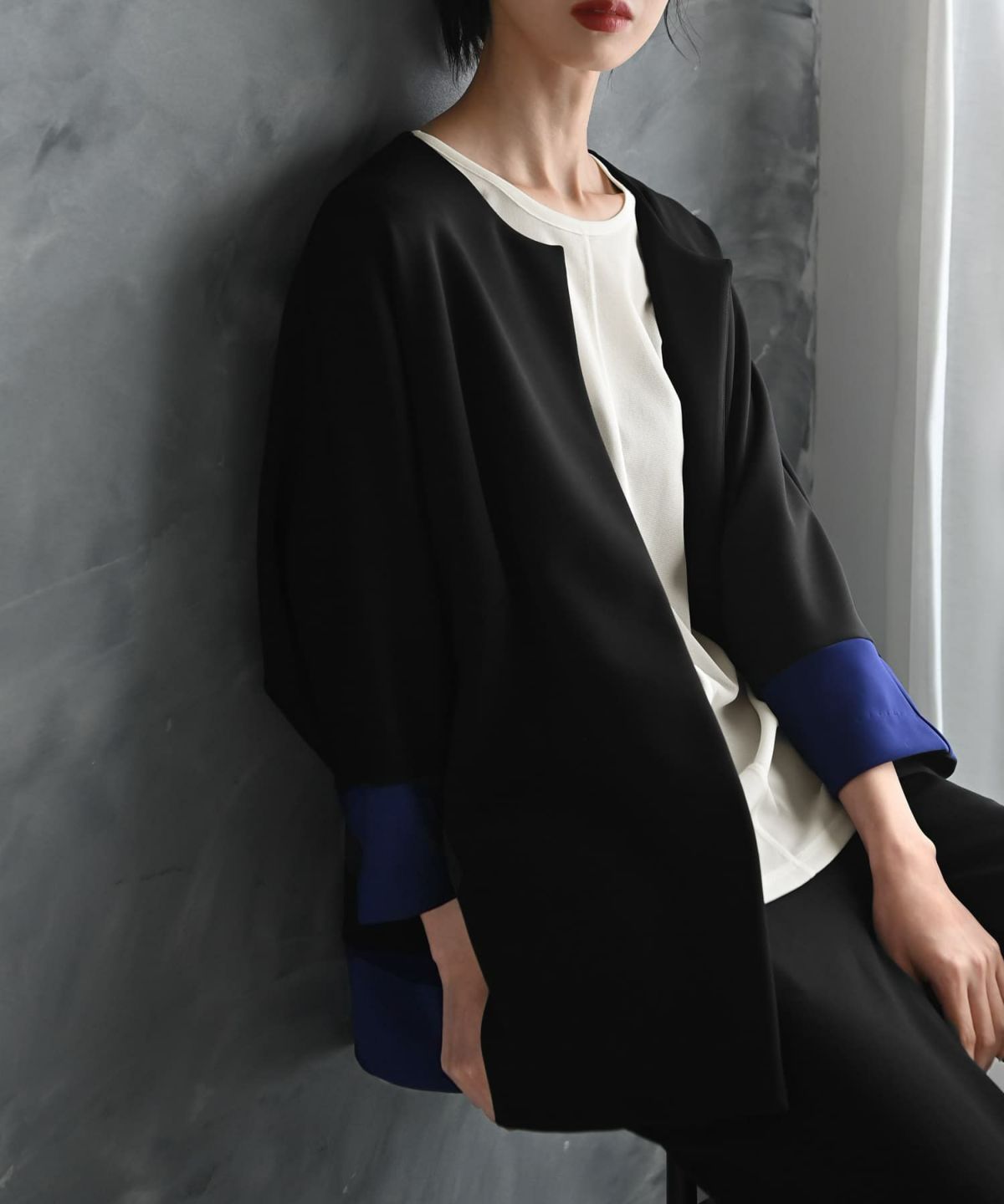 着用イメージ 175cm ブラック×ブルー