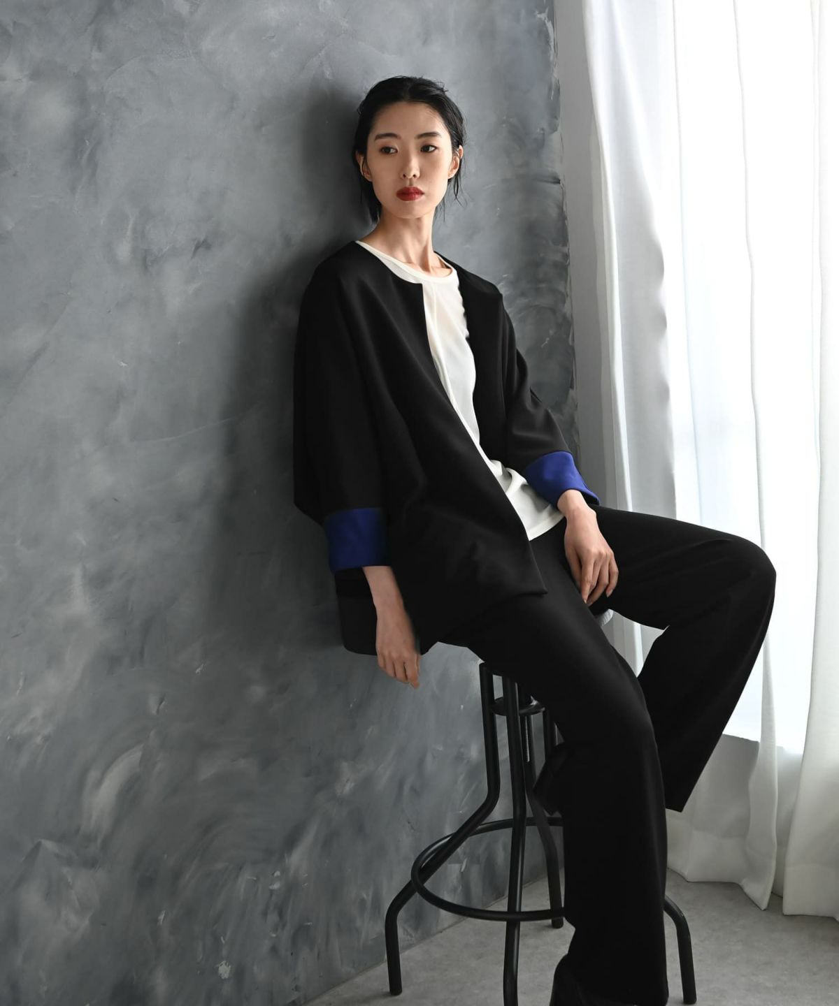 着用イメージ 175cm ブラック×ブルー