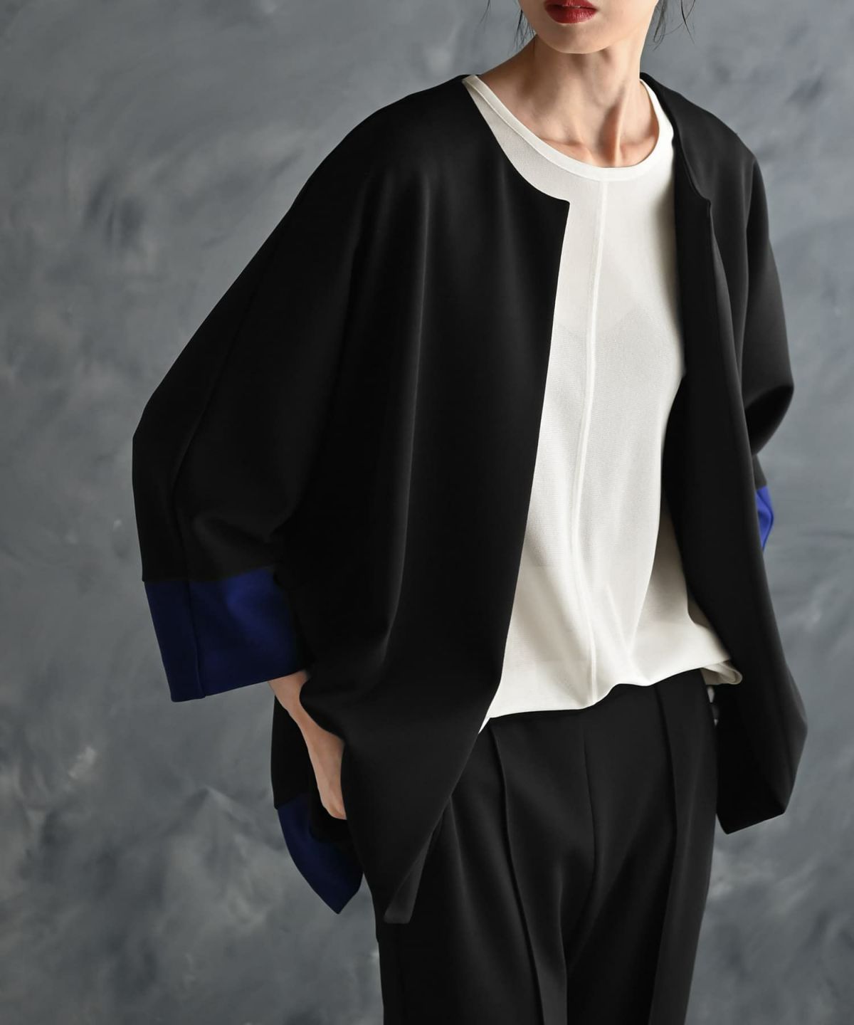 着用イメージ 175cm ブラック×ブルー