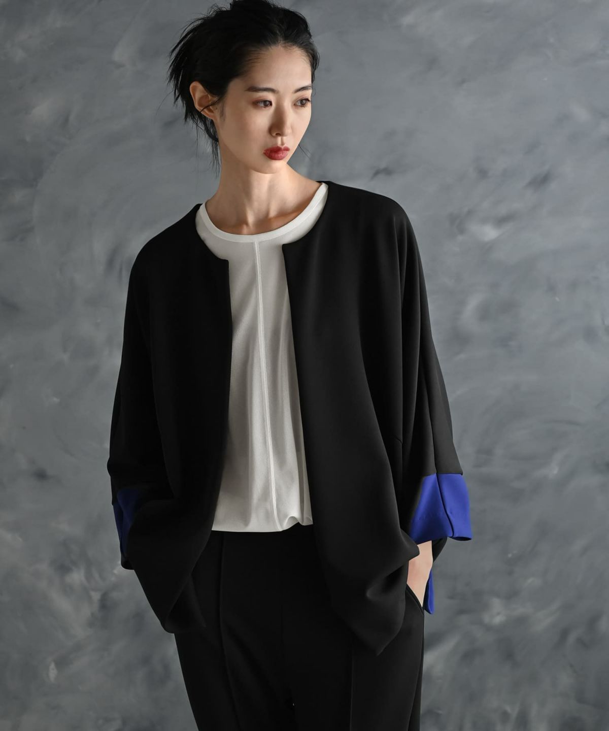 着用イメージ 175cm ブラック×ブルー