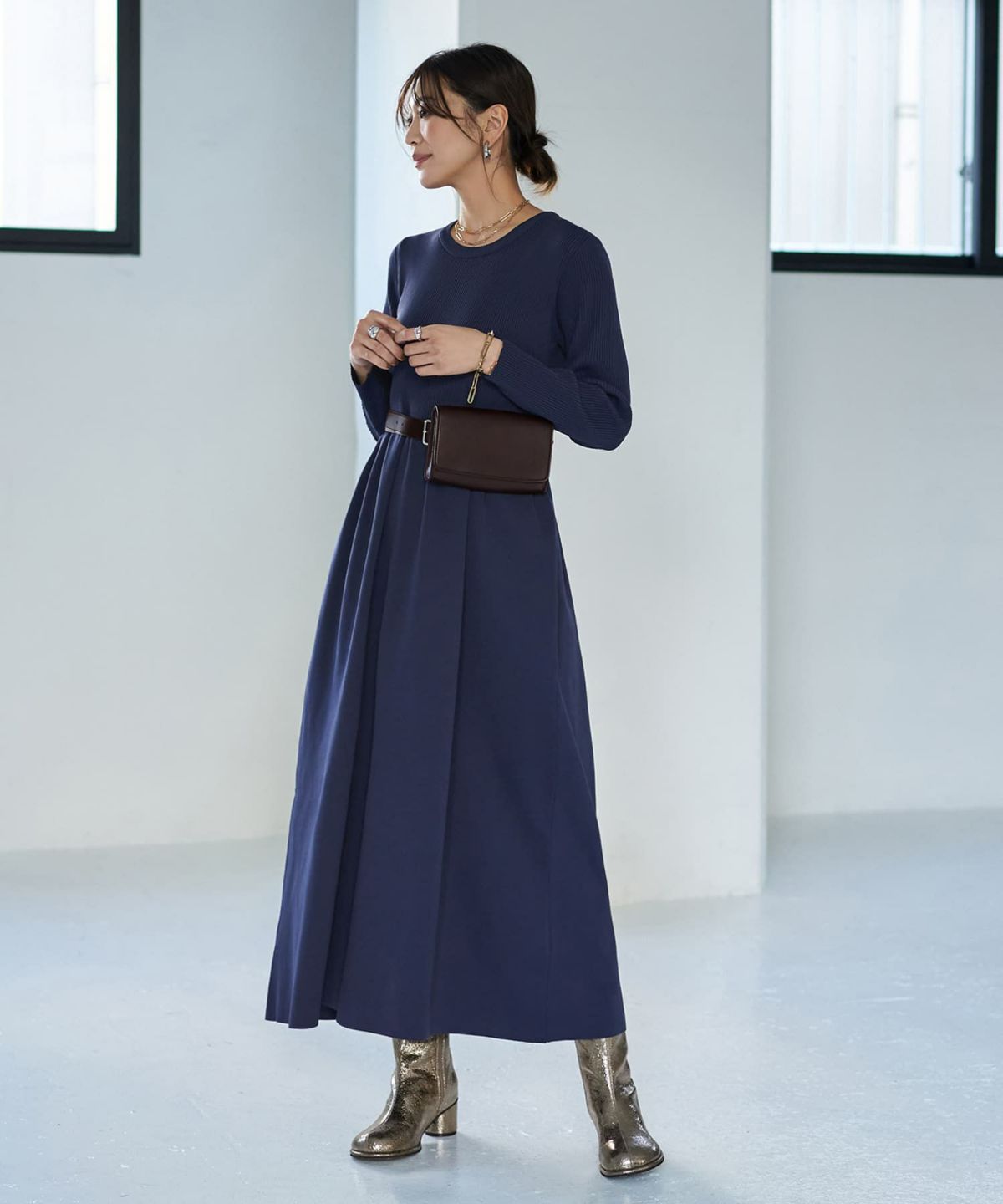 着用イメージ 166cm ネイビー 02サイズ