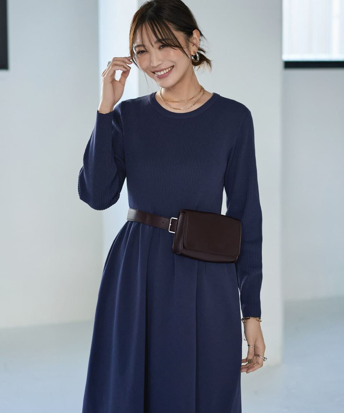 着用イメージ 166cm ネイビー 02サイズ